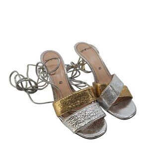 Tipe e Tacchi  Women's Strappy Open Toe Heels Silver & Gold  Heels Size 37/ 6.5